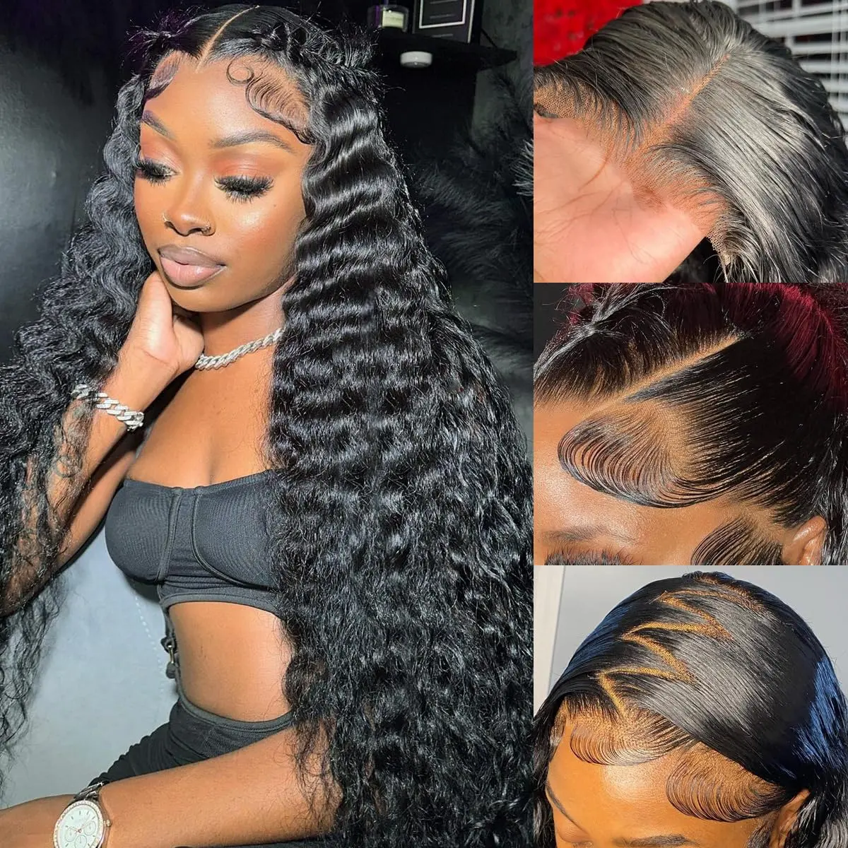 [28" = $117] 13x6 Deep Wave Lace Front Wig Human Hair 180 Density Wet and Wavy 13x4 Lace Frontal Wig Brazilian Burmese Curly Human Hair Wigs Pre Plucked  Deep Curly 6x4 Glueless Wig 100% Virgin Human Hair Wigs Bling Hair Long Versatility Slight Shedding