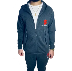 "Dark Grey 'Blood Sweat & Tears' Tech Tracksuit - Unisex Jogger Set" Comfortable