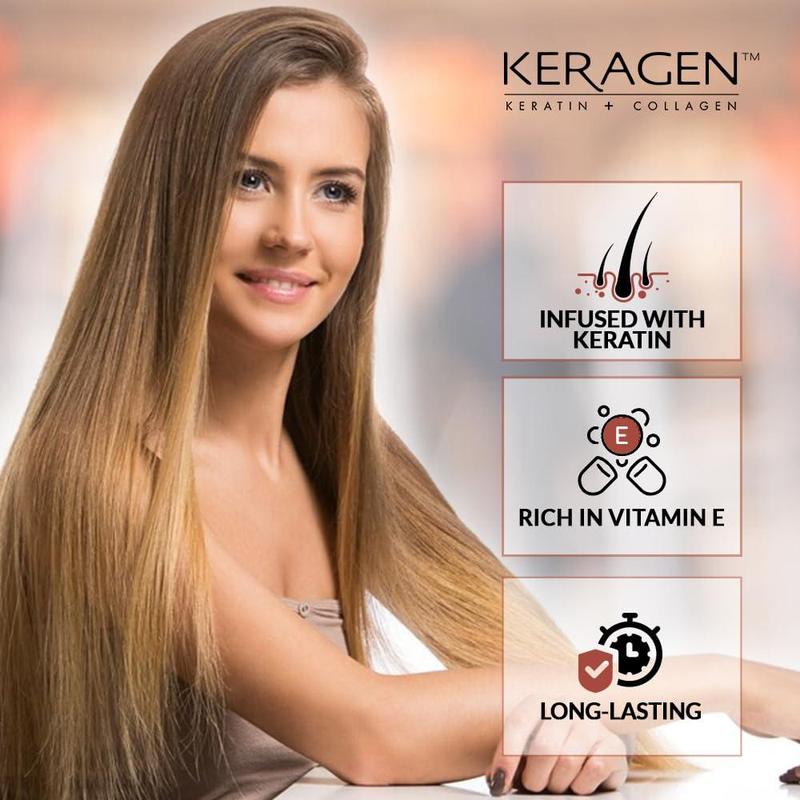 KERAGEN Brazilian Keratin Smoothing Treatment - Professional Frizz Control & Hair Straightening System