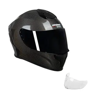 Crown Racing Motorcycle Helmets Full Face Motorbike for Adults DOT Approved Carbon Fiber Pattern Helmet