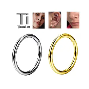 Oufer 16G G23 Titanium Hinged Segment Septum Ring, Nose Hoop, Body-Safe Hoop Piercing Jewelry for Helix/Conch/Ear Cartilage, 5mm-13mm Inner Diameter, 6Al-4V-Eli ASTM F-136 Unisex Daily Wear Body Jewelry Set
