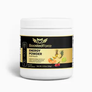 BoostedForce Energy Powder Fruit Punch - Sugar-Free Formula with Caffeine & L-Theanine for Sustained Energy & Focus - 3.52oz