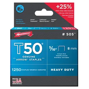 212 MAIN Narrow Crown T-50 Staples - Arrow 505IP Model, 5000-Pack, 0.31 in. for T50 Staplers