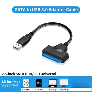 USB 3.0 to SATA III Adapter Cable UASP Supported Plug & Play High Speed Data Transfer Cord for 2.5 Inch HDD SSD Hard Drive Storage Expansion