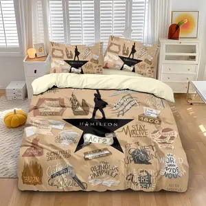 Hamilton Musical Theater Print Bedding Set, Soft Comfortable Bedroom Linen, All Seasons Use, Room Decoration Gift for Fans