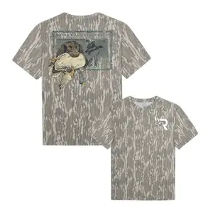 Roost Waterfowl Boykin Stamp Camo Shirt – Mossy Oak Washed Bottomland Hunting Tee, Boykin Dog Duck Graphic Tee, Hunting Season Shirt for Dad, Gift for Him