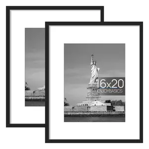 16x20 Picture Frame, Display Poster 11x14 with Mat or 16 x 20 Without Mat, Wall Gallery Photo Frames,2Pack