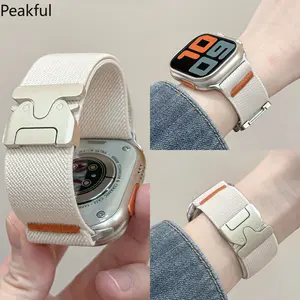 For Apple S10 Nylon Elastic Strap Apple Watch9/8/7 Ultra Parachute Buckle Wristband