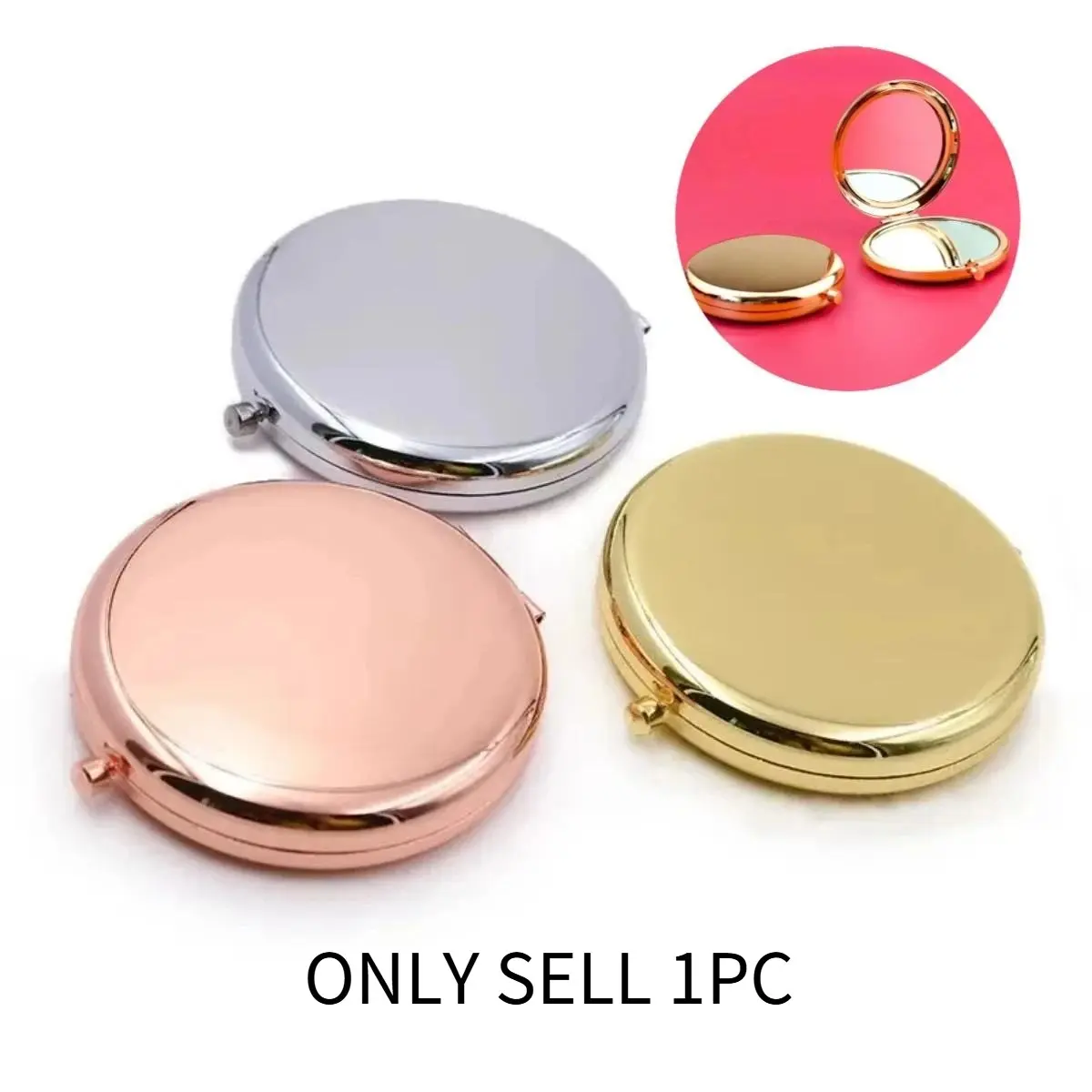 Portable Folding Travel Makeup Mirror, High Quality Double-Sided Compact Travel Handheld Mirror, Rose Gold Mini Pocket Mirror, Travel Hand Mirrors for Women Men, Foldable Makeup Mirror