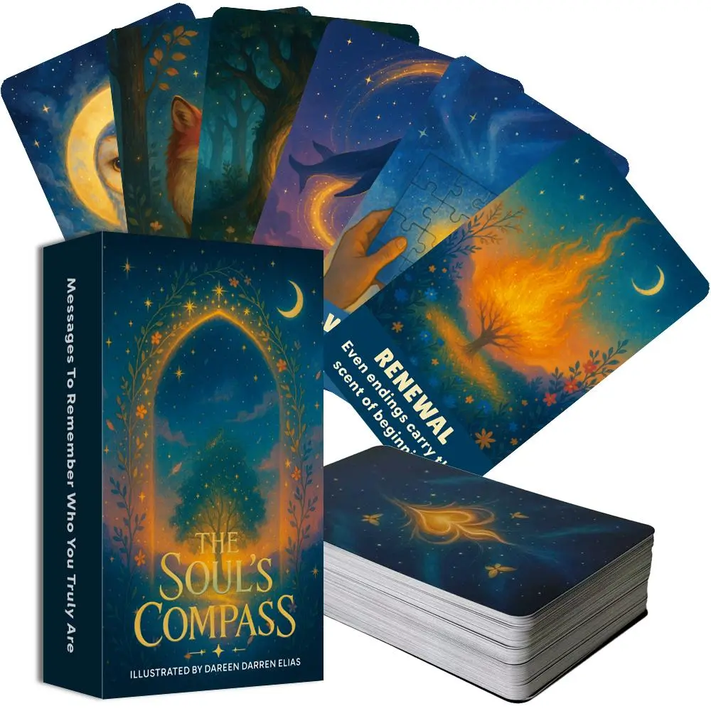 The Soul's Compass Oracle Deck, 80-cards With Messages for The Soul, Daily Reflection and Meditation, 12*7cm, Tarot Cards