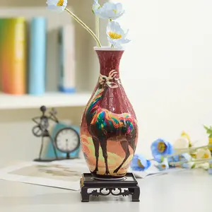 3D Puzzle Vase, Sacred Deer Pattern 160 Pieces Parent-child Interactive Toys, Family Home Decoration, Birthday Gift Game