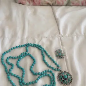 Boho Style Turquoise Texture Decorated Necklace and Dangle Earrings, Fashion Jewelry for Party, Daily Clothing Decor, Trendy All-match & Exquisite Jewelry for Birthday Gift