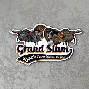 Wild Turkey Grand Slam Sticker Hunting Decal Waterproof Vinyl Sticker for Truck Car Laptop Water Bottle Turkey Hunter Gift Outdoor Hunting Decor