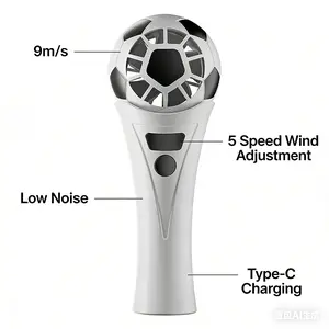 World Cup handheld fan Soccer Shaped Handheld Fan, Portable USB Rechargeable Mini Fan, Lightweight Stadium Fan for Game Day, Travel, Outdoor, 2026 Football Event Gifts