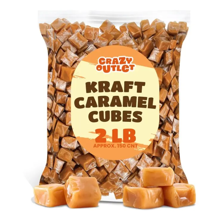 CrazyOutlet Kraft Caramel Cubes Candy, Individually Wrapped, Bulk Pack 2 Pounds CrazyOutlet Kraft Caramel Cubes Candy, Individually Wrapped, Bulk Pack 2 Pounds