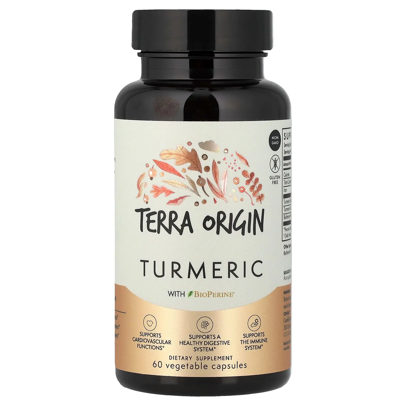 Terra Origin Turmeric With BioPerine®, 60 Vegetable Capsules