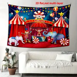 1pc Carnival Backdrop Circus Theme Fireworks Ferris Wheel Design Durable Polyester for Birthday Party Photo Booth