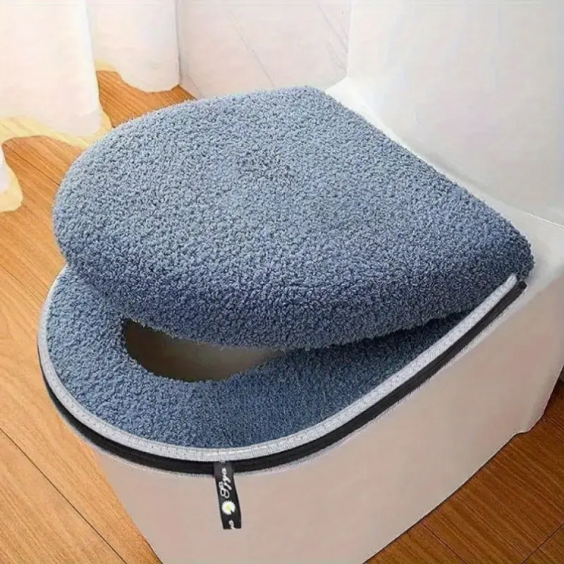 [Thickened Toilet Cushion] Winter Thickened Double Set Toilet Seat Cushion with Zipper |   Soft Firmness, Waterproof, Machine Washable, No Electricity Needed, Home Use