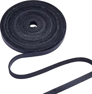 197 Inch 10mm Black Flat Genuine Leather Cord Leather String Full Grain Cord Lace Cowhide Leather Strips for Jewelry Making DIY Craft Projects Belts Keychains
