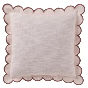 19in x 19 in Blush Pink Scallop Flange Cotton-Rich Decorate Pillow