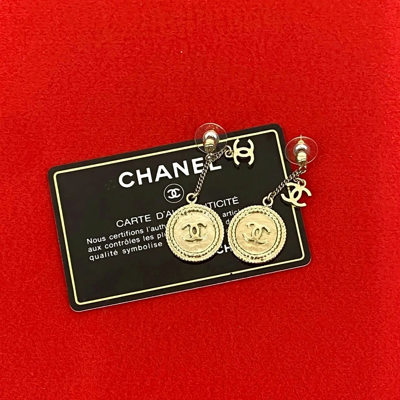 Pre-owned CHANEL Stainless Small Leather Goods Coco Mark Coin Earrings