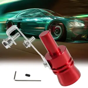 Aluminum Alloy Universal Turbo Sound Exhaust Muffler Pipe Whistle Car Roar Maker Red Tailpipe Noise Motorcycle, Truck