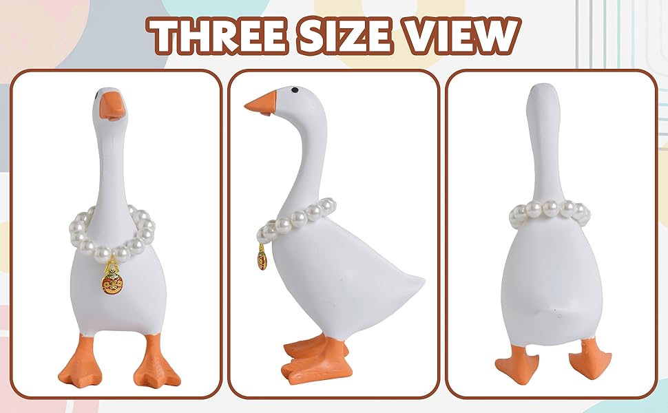 7-Inch Resin Goose Desk Statue with Magnetic Beak and Pearl Necklace – Funny Desktop Figurine Key Holder, Cute Home Office Decor, Holiday Gift, Housewarming Ornament, Silly Decorative Accent for Bedroom & Office Indoor Decoration Articulating Miniatures