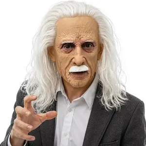Realistic Elderly Latex Mask, Wrinkled Face Horror Headgear, Adult Halloween Thriller Role-Play Mask, Party Prank Full Face Prop