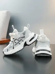 Striped Kids Dad Shoes Athletic Soft Breathable Sneakers Sporty Breathable Shoes Breathable Mesh Air Cushion Sole Cool Lightweight Elastic Daily Wear Versatile