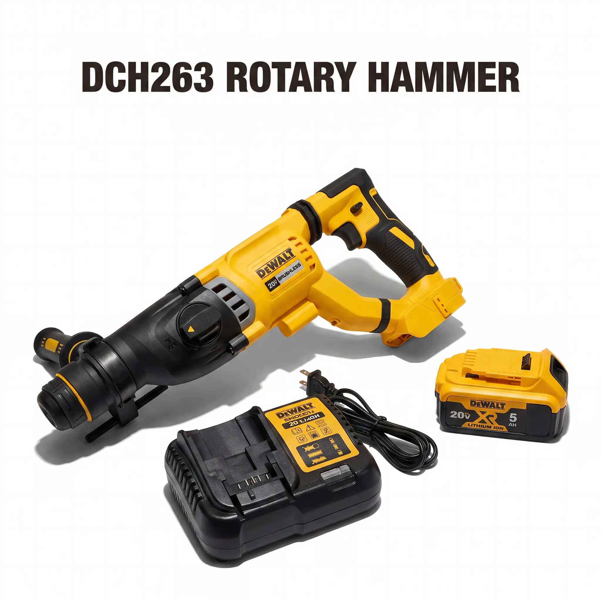 Dewalt Dch263 Cordless Rotary Hammer - Masonry Drill, Square Drive, 4-Mode Control, Waterproof, Lightweight, Modular, Long Lifespan Professional Construction Tool with Connector & Maximum Torque for Auto Mechanics