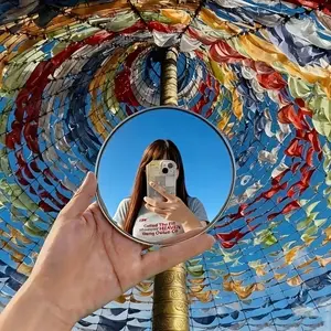 Mini Round Mirror for Travel Photography, with Convex Lens for Wide Angle Shots, Portable Selfie Accessory, Must-Have Travel Gift for Friends