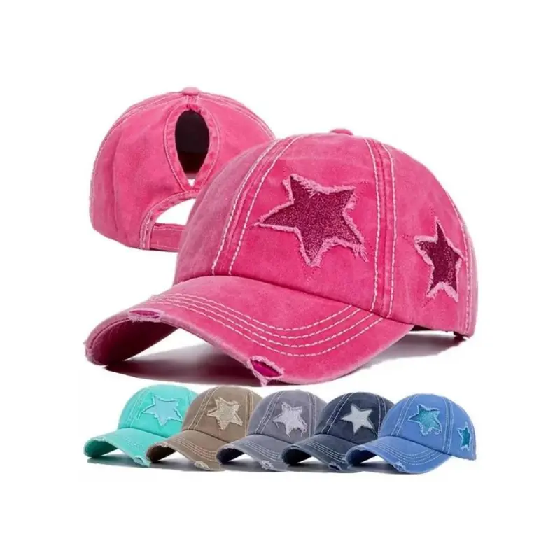 Unisex Classic Star-Embroidery Synthetic Baseball Cap - One-Size Adjustable Adult Stylish Hat, Hand Wash Only Fashion Streetwear Accessory for Sports, Casual Outdoor Wear