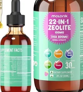 Zeolite Detox for Kids and Adults, Herbal Detox with 800mg DHA, 500mg Inulin, Probiotics & Vitamin B12, D3, C, B6, Cilantro Extract Cleanse to Support Brain, Immune, Gut, Energy, Berry Flavor, 60ML