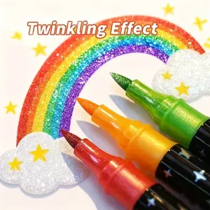 Professional Dual Tip Glitter Pens Set, Fast Drying Gel Ink Markers, Fine Point Tips, Ideal for Scrapbooking, Card Making, Journaling, Drawing