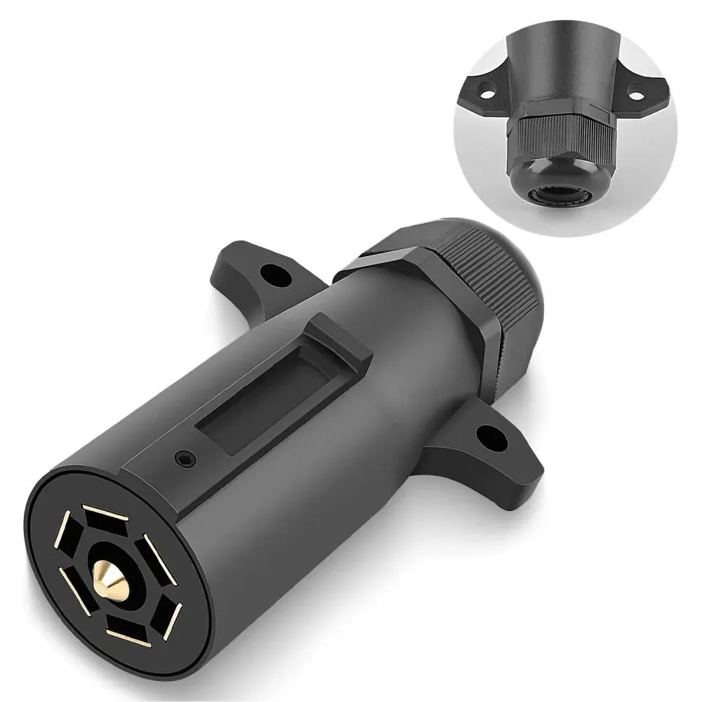 Nilight 7-Way Round Traditional Wiring Replacement Power Plug, Trailer Connector, Universal Electrical Connection Adapter