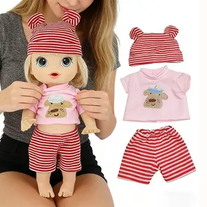 3 Pcs/set Cute Striped Doll Clothes Set for 10-12 Inch Doll Toys, Sailor Bear Clothes Accessories for Silicone Doll & Plush Dolls Perfect Gift for Kids and Collectors, Suitable for 25-30 cm Dolls