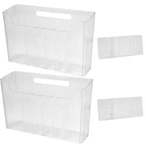 2 Pcs Storage Organizer Bins Set,Wall Mounted Shower Basket,Shower Caddy Stackable Clear Plastic Makeup Organizer,Adhesive Hanging Bin for Bathroom,Kitchen,Cabinet,Pantry,,Hand Tools Kits