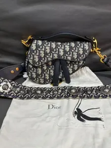 Pre-owned Dior canvas Crossbody Bags Lady Saddle Bag mini special strap【BF 12Z】