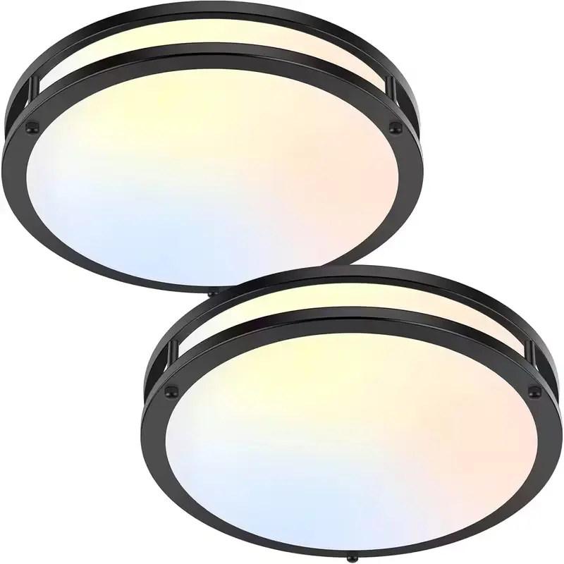 2-Pack 13-Inch 36W Dimmable Recessed LED Ceiling Lights, Black Minimalist Flush Mount 5-Color Selectable Colorful Lights Adjustable Easy-Install Indoor Lighting for Bedroom Kitchen Home Improvement summervibes lights for bedroom shower lamp
