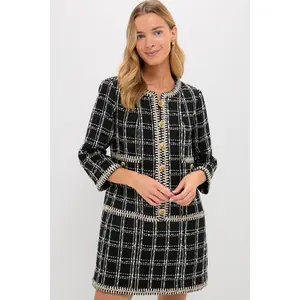 Embellished Black Tweed Onassis Dress