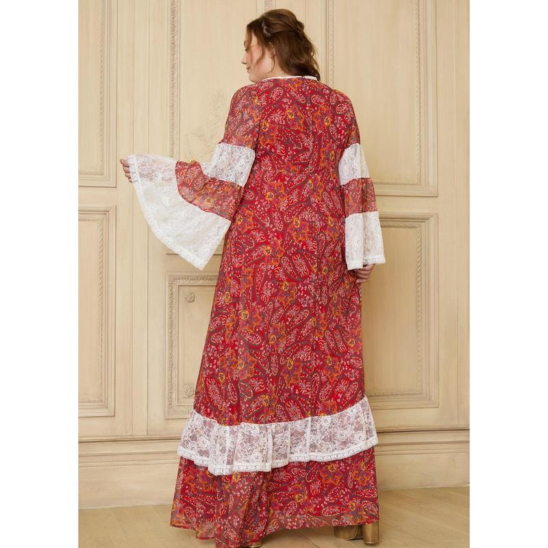 GUNNE SAX by ModCloth Josephina Bell Sleeve Maxi Dress - Limited Edition - Red Paisley Print (XS-4X)