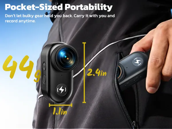 CAMWORLD 4K Mini Body Video Recording Camera - 64GB Micro SD Memory Card, Clip, Lens, Thumb-Action WiFi, 1.47" HD Screen, Magnetic Snap-On Mount, Wearable POV Vlogging Camera for Bikers CAMWORLD 4K Mini Body Video Recording Camera - 64GB Micro SD Memory Card, Clip, Lens, Thumb-Action WiFi, 1.47" HD Screen, Magnetic Snap-On Mount, Wearable POV Vlogging Camera for Bikers