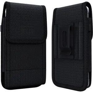Holster for  Se, 8, 7, 6s, 6 - Rugged Nylon Cell Phone Belt Holder for Men, Case with Belt Clip, Carrying Pouch Fits  Commuter Cover, Black