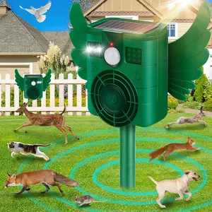 2026 Solar Ultrasonic Animal Repellent Outdoor. Motion Activated Deer Repellent with LED Flash Lights. Scare Away Cats, Squirrels, Rabbits, Raccoons, Skunks for Yard & Lawn.