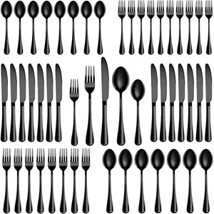 20 Pcs Black Silverware Set, Stainless Steel Flatware Set Service for 4, Mirror Polished Cutlery Utensil Set