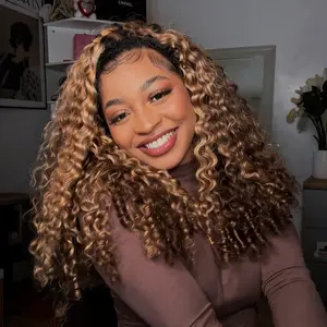 [WEAR GO HALF WIG] URody Highlight Burmese Curly Half Wig 200% Density InvisiFit Strap Flip Over Wig