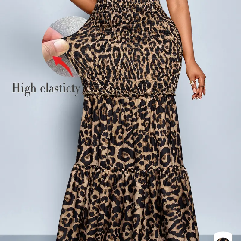 Plus Size Women's Fashion Elegant Leopard Print High-Waisted Long Skirt, Leopard Printed Skirt, Fitted Woven Fabric, Modest Style Bottom for Fall