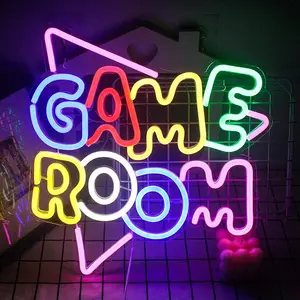 Game Room Large Neon Signs 13.2"x14" Colorful LED,USB Neon Lights for Game Zone Party Decor Bedroom Gaming Wall Lightup Signs
