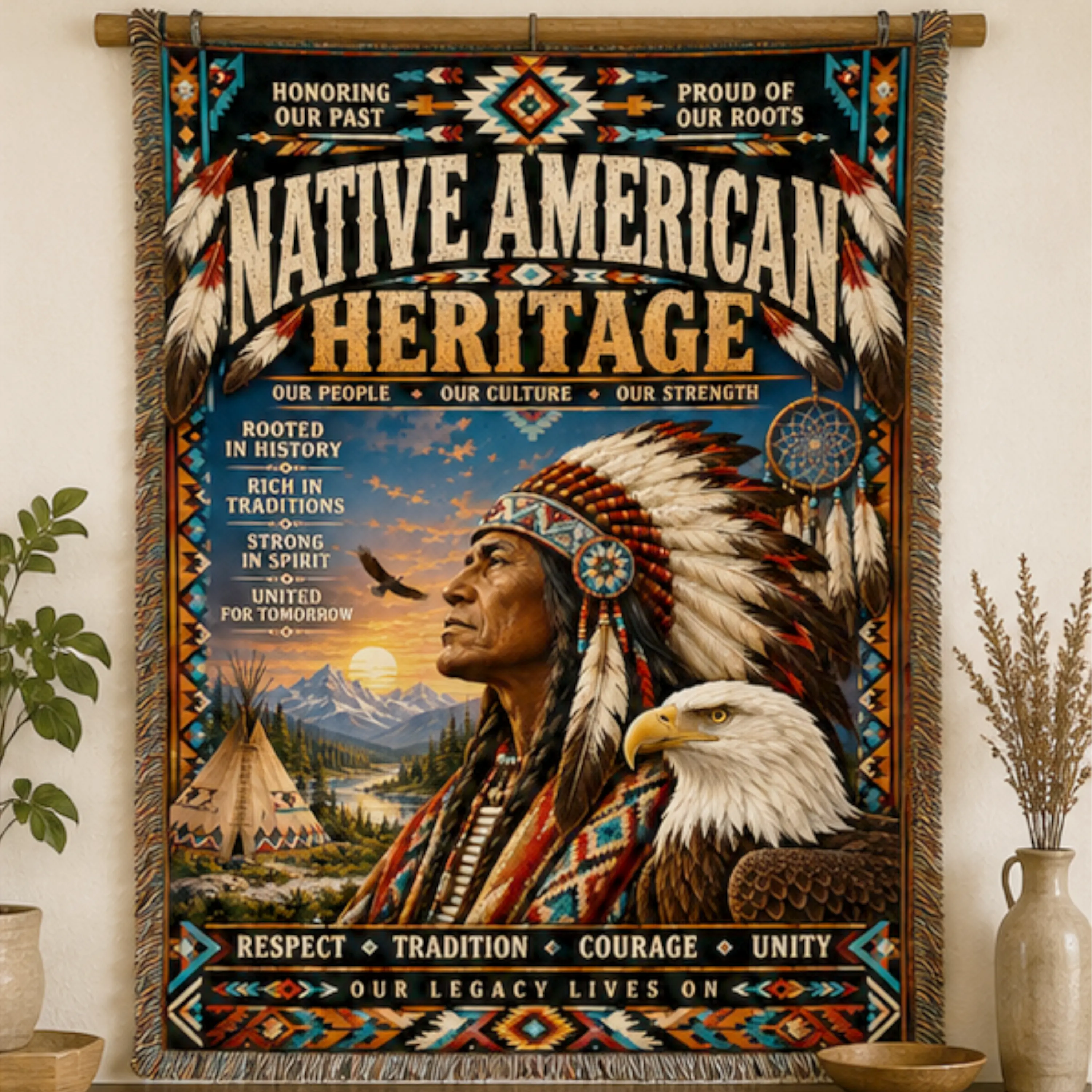 Native American Heritage Woven Blanket