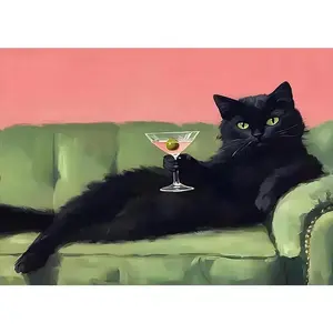 Black Cat Stamped Cross Stitch Kits for Adults,Patterns Dimensions Needlepoint Art Crafts,Counted Cross Stitch Kits Embroidery Kits for Beginners Adults for Home Decor 11.8x15.8 inch